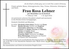 Traueranzeige Rosa Lehner