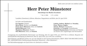 Traueranzeige Peter Münsterer