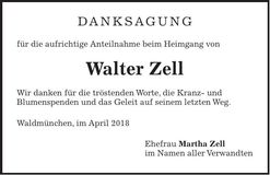 Traueranzeige Walter Zell