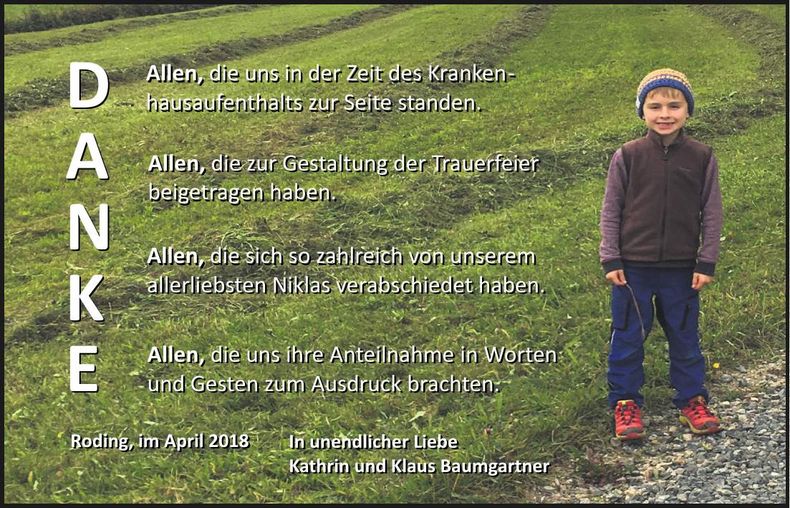 Traueranzeige Niklas Baumgartner