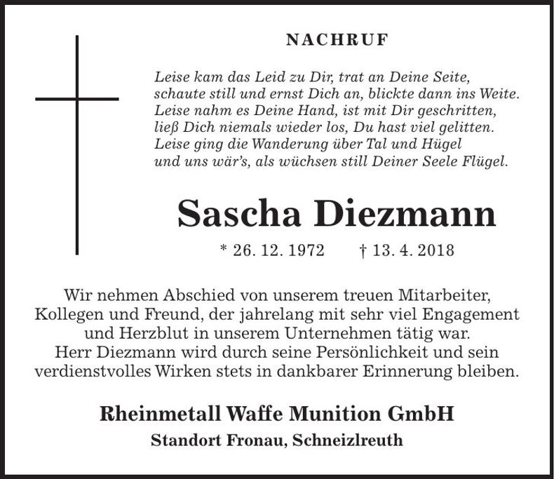 Traueranzeige Sascha Diezmann