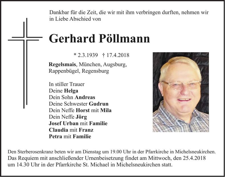 Traueranzeige Gerhard Pöllmann