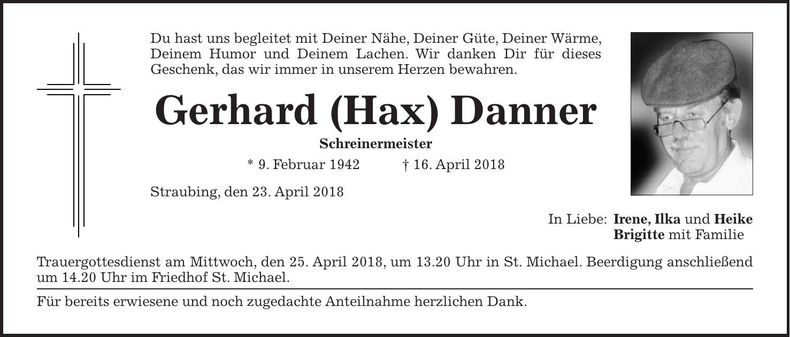 Traueranzeige Gerhard Danner