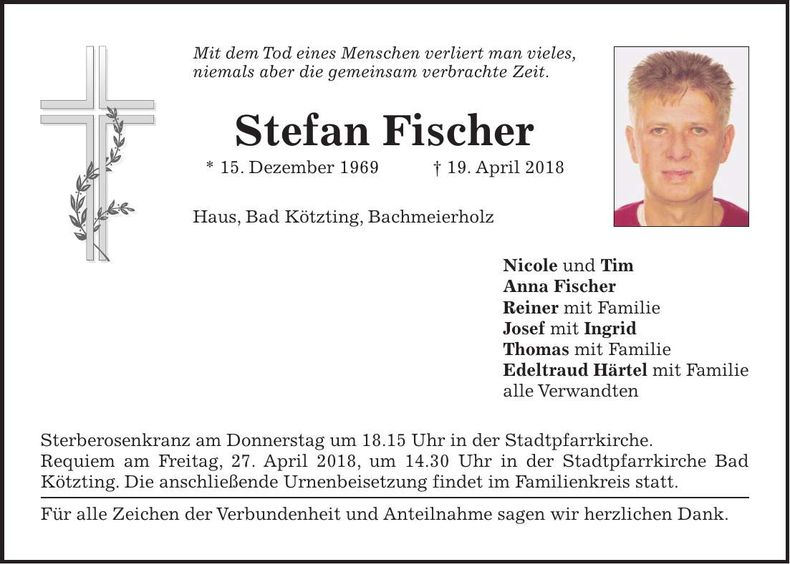 Traueranzeige Stefan Fischer