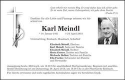 Traueranzeige Karl Meindl