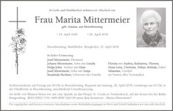 Traueranzeige Martia Mittermeier