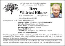Traueranzeige Wilfried Hilmer