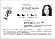 Traueranzeige Barbara Holte