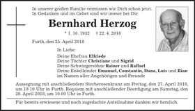 Traueranzeige Bernhard Herzog