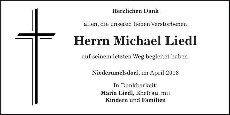 Traueranzeige Michael Liedl