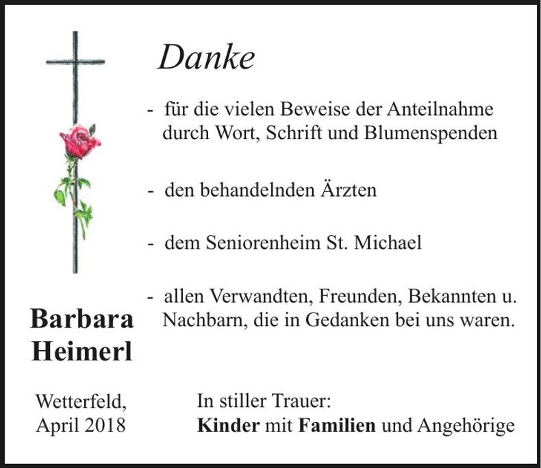 Traueranzeige Barbara Heimerl