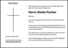 Traueranzeige Stefan Fischer