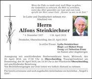 Traueranzeige Alfons Steinkirchner