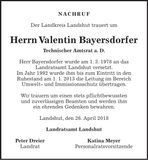 Traueranzeige Valentin Bayersdorfer