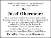 Traueranzeige Josef Obermeier