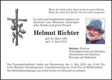 Traueranzeige Helmut Richter