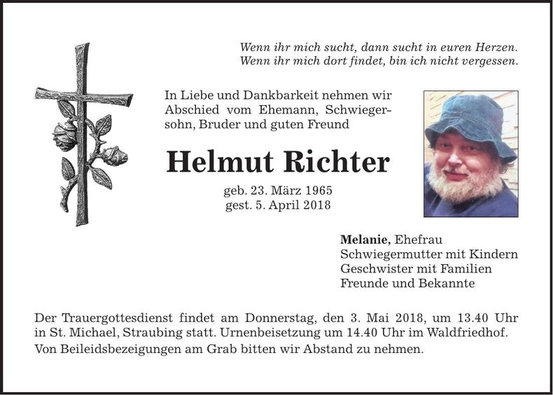 Traueranzeige Helmut Richter