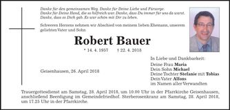 Traueranzeige Robert Bauer
