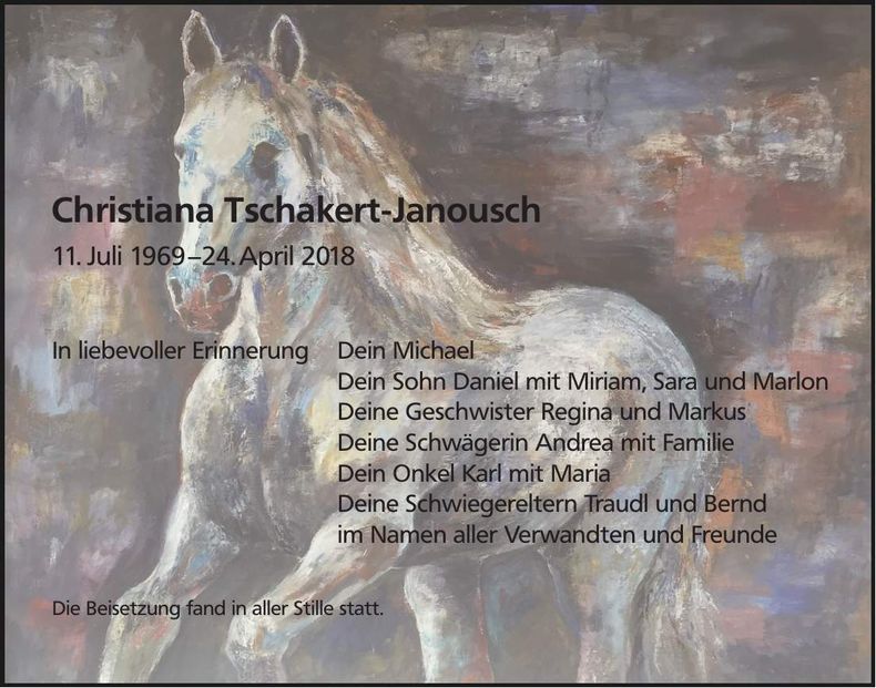 Traueranzeige Christiana Tschakert-Janousch