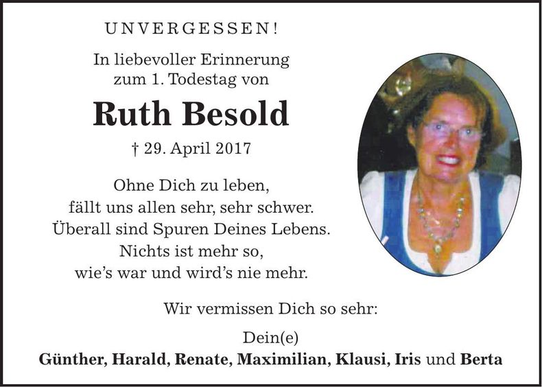 Traueranzeige Ruth Besold