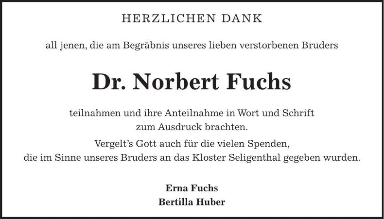 Traueranzeige Norbert Fuchs