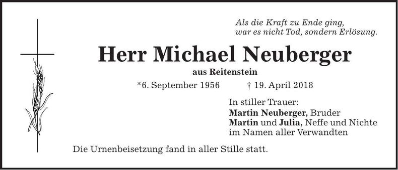 Traueranzeige Michael Neuberger