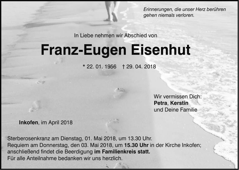 Traueranzeige Franz - Eugen Eisenhut