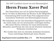 Traueranzeige Franz Xaver Pusl
