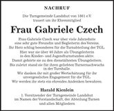 Traueranzeige Gabriele Czech