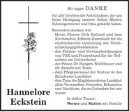 Traueranzeige Hannelore Eckstein