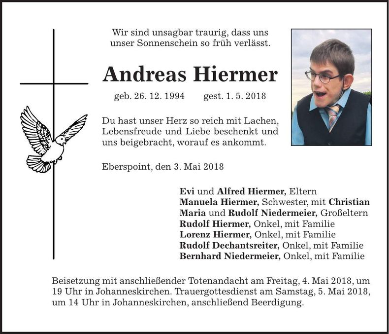 Traueranzeige Andreas Hiermer