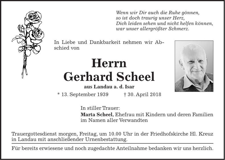 Traueranzeige Gerhard Scheel