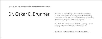 Traueranzeige Oskar Dr. Brunner