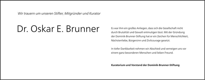 Traueranzeige Oskar Dr. Brunner