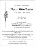 Traueranzeige Otto Bader