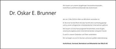 Traueranzeige Oskar Dr. Brunner