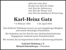 Traueranzeige Karl-Heinz Gatz