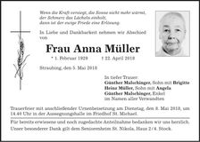 Traueranzeige Anna Müller