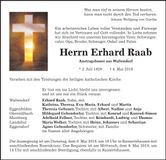 Traueranzeige Erhard Raab