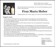 Traueranzeige Maria Huber