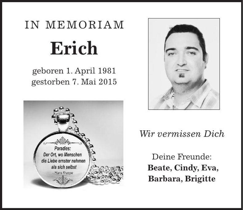 Traueranzeige Erich Mandl