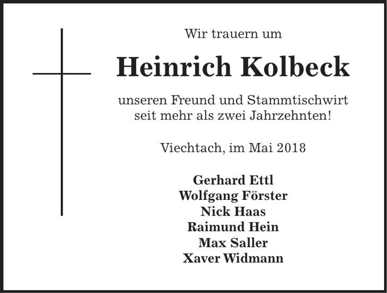Traueranzeige Heinrich Kolbeck