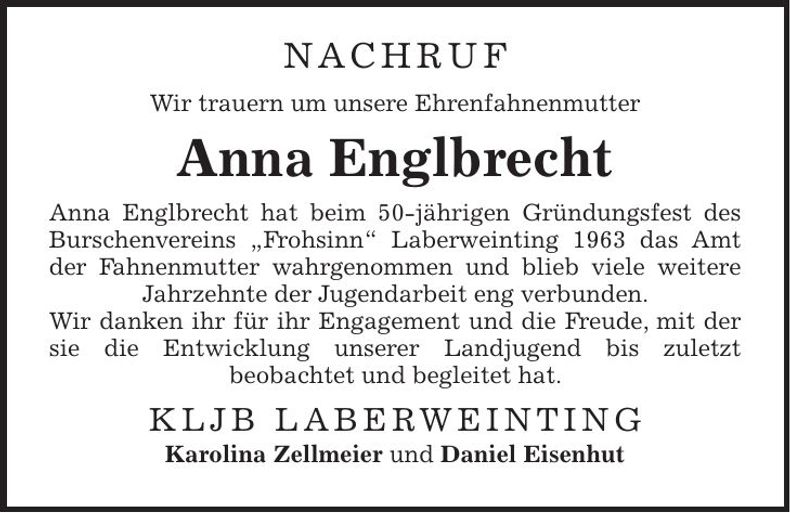 Traueranzeige Anna Englbrecht