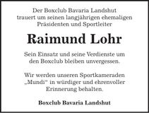 Traueranzeige Raimund Lohr