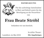 Traueranzeige Beate Ströbl