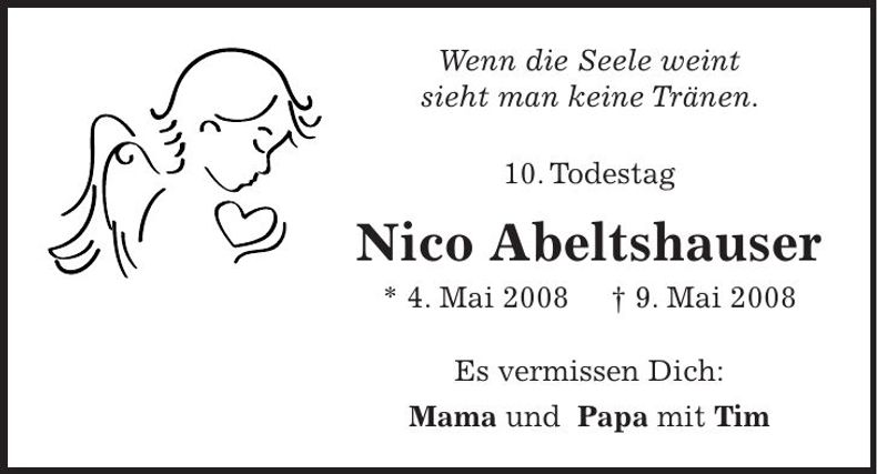 Traueranzeige Nico Abeltshauser