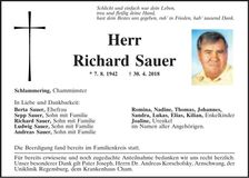 Traueranzeige Richard Sauer