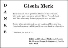 Traueranzeige Gisela Merk