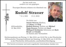 Traueranzeige Rudolf Strasser