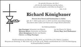 Traueranzeige Richard Königbauer